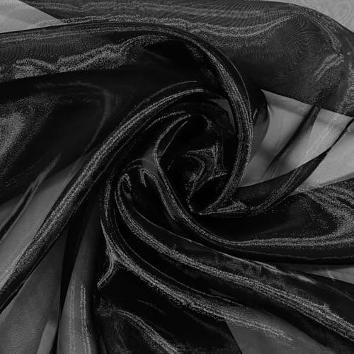 Image of 1Yard Black Organza Fabric Soft Sheer Fabric by The Yard 59Inch Wide Tulle Fabrics Rolls Silk Organza Fabrics for Wedding Party Decorations Backdrop Curtain DIY Craft(Black)