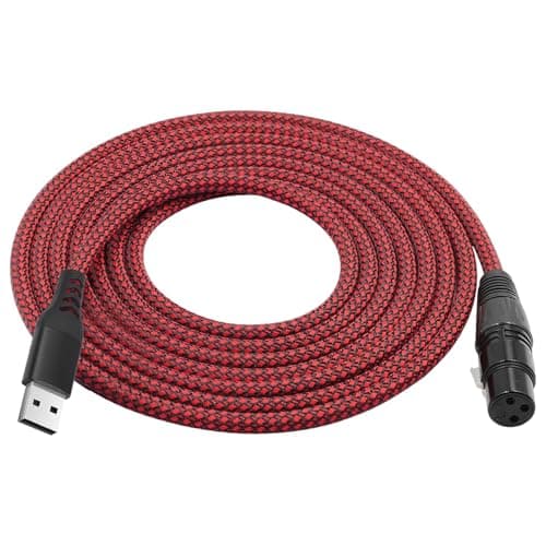 Image of XLR to USB Microphone Cable 2m, 3 Pin XLR Female to USB A Audio, 6.5FT Braided Audio Cable for PC, Microphone Lead, for Streaming, Podcasting, Compatible with Microphones and Mixers