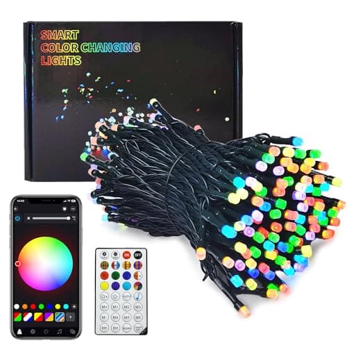 Image of YOSION Smart Christmas Lights, 98FT 300 RGB LED App Controlled Color Changing String Fariy Lights with Timer, Music Sync, Dimmable, DIY Color for Xmas Tree Home Party Decor