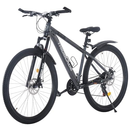 Image of TRIOBLADE 24/26/27.5/29 Inch Mountain Bike 21 Speeds Bike 17.5 Inch Lightweight Aluminium Frame Bicycle for Adult Men Women, Lockout Suspension Fork, Dual Disc Brake (24inch, Grey)