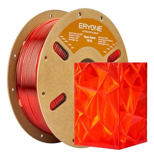 Image of ERYONE High Speed PETG Filament 1.75mm +/- 0.03mm, Rapid PETG Filament, 3D Printing Filament, 30-600mm/s Hyper Speed PETG Filament, 1kg (2.2LBS)/Spool, Transparent Red