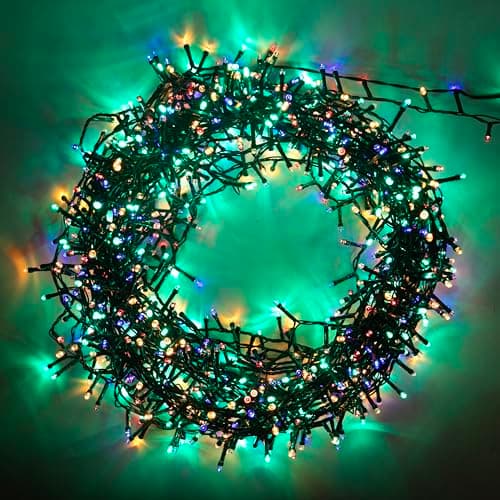 Image of SHATCHI 1500LEDs Christmas Tree Compact Cluster Fairy Lights Multifunction 8 Light Modes, Timer Green Cable Indoor/Outdoor Low Voltage Holiday Home Decorations