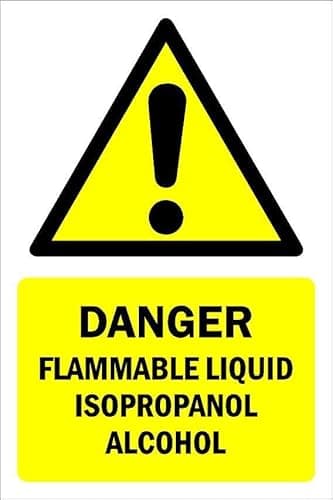 Image of Danger flammable liquid isopropanol alcohol, warning sign - Self adhesive sticker (200mm x 150mm)