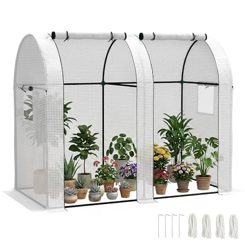 Image of Outsunny Tomato Greenhouse, Garden Growhouse with 2 Roll-up Doors and 4 Mesh Windows, Portable Indoor Outdoor Green House, 185 x 94 x 150cm, White