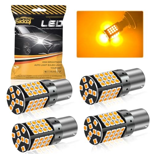 Image of Sidaqi P21W LED Canbus Error Free 12-24V 1156 BA15S Bulb Amber Yellow Ultra Bright 4000LM 57SMD Front and Rear Turn Signal Light 382 P21W LED Indicator Bulb Plug and Play-4PCS