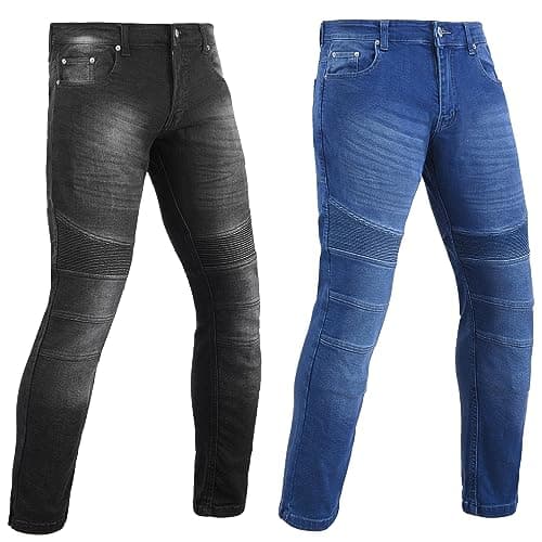 Image of ADS SPORTS Men Slim Fit Motorbike Riding Jeans Aramid CE Armour Protected Motorcycle Stretch Denim Trouser Fully Protective Lining Fibre (UK, Waist & Inseam, 36, 32, Black)