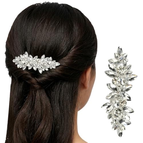 Image of Silver Rhinestone Hair Clips for Women - Sparkling Crystal Bridal Hair Accessories, Elegant Diamanté Hair Slides & Pins for Wedding, Prom, Party, Bridesmaid