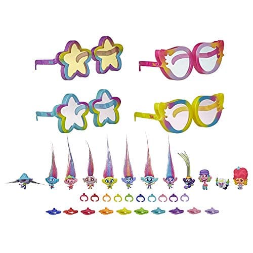 Image of DreamWorks Trolls World Tour Tiny Dancers Rainbow Edition Pack with 12 Tiny Dancers Figures, 4 sunglasses, 10 small rings, 10 barrettes, Toy for Kids 4 and Up - Amazon Exclusive