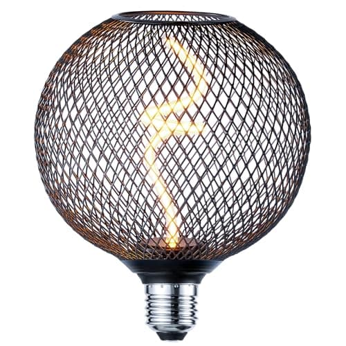 Image of HARPER LIVING LED Light Bulb, Dimmable E27 Edison Light Bulb, 5W 140LM 1800K Warm Light, Large Industrial Metal Cage Decorative Light Bulbs for Pendant, Ceiling, Hallway (Globle, Diameter 12.5 cm)