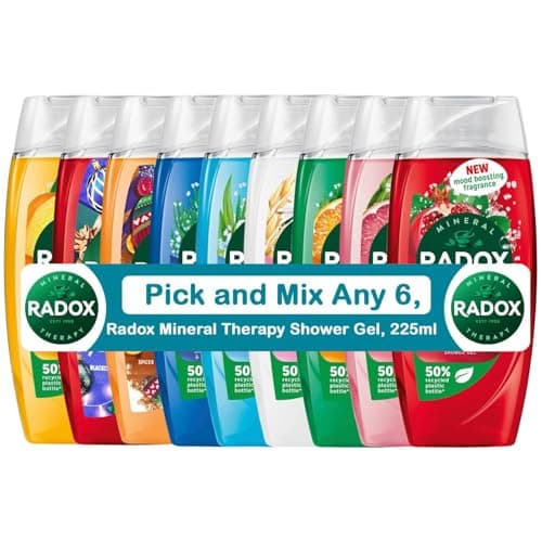 Image of Radox Mineral Therapy Shower Gel Pick and Mix Any 6x 225ml Fresh & Clean Skin | Nourishing Body Wash with Aromatherapeutic Scents | Herbs Body Wash for Men and Women | Choose from 7 Fragrance Options