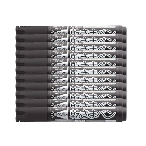 Image of Artline Kawakima Black Permanent Marker Pens (Pack of 12) 1.5mm Nib for Home and Office Use, Dry Safe for 2 Weeks Uncapped, Reuseable, Waterproof, Non-Toxic - Genuine Artline Stationery Supplies