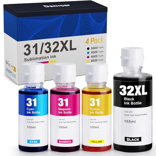 Image of Denvoer 31 32XL Ink Bottle Compatible with HP 31 32XL for HP Smart Tank 5105 Ink for 5106 5107 7005 7305 7605 7606 and Plus 455 515 530 558 570 655 750 Printers (165ML 32XL Black, 100ML 31 Color)