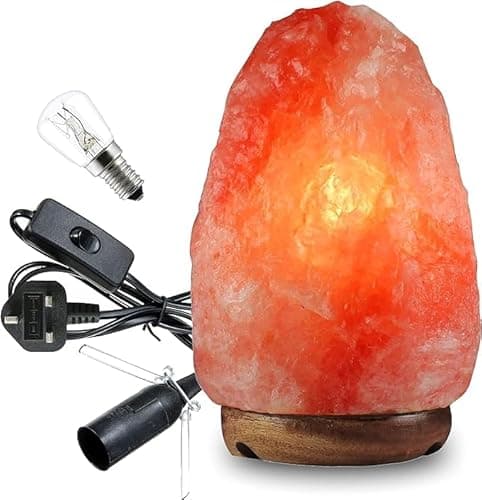 Image of Himalayan Crystal Rock Salt Lamp Pink Light 100% Natural Hand Crafted Direct from The Foothills of Himalayas Wooden Base Calming Atmosphere Stress Relief & Meditation Table Lamps (10-15KG)