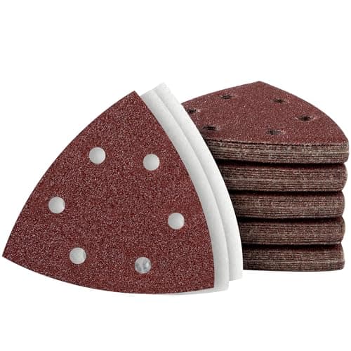 Image of MIDO Professional Abrasive Triangle Sanding Pads 50 Pcs 93 mm 60 Grit Detail Sander Pads 6 Holes Sanding Sheets Sander Sandpaper Hook and Loop Sander Pad