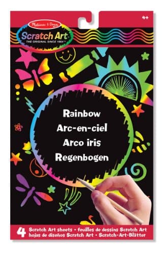 Image of Melissa & Doug 15801 Scratch Art Activity Kit: Rainbow - 4 Boards, Stencil Sheet, Wooden Stylus, brand is, variation theme is Color That is Multicoloured