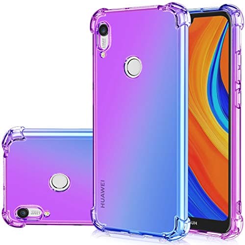 Image of Jhxtech Huawei Y6 2019 & Honor 8A Case - Clear Cute Gradient Slim Anti Scratch Flexible TPU Cover - Shockproof Protective Case (Purple/Blue)