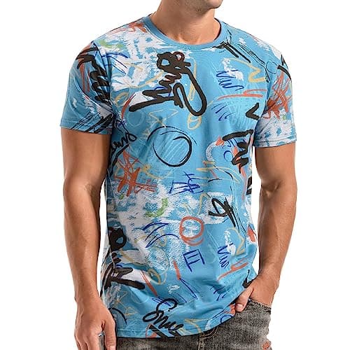 Image of RONOMO Men's Round Neck Short Sleeved T-Shirt | Medium Elasticity | Soft and Breathable | Pre Shrunk Treatment| (TY Blue S)