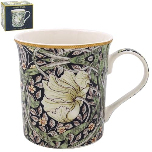 Image of THE Leonardo Collection William Morris Pimpernel Ascot Mug for Home & Kitchen | Stylish Ceramic Mugs for Tea & Coffee | Lovely Cup Set for Mens Gifts & Birthday Gifts for Women