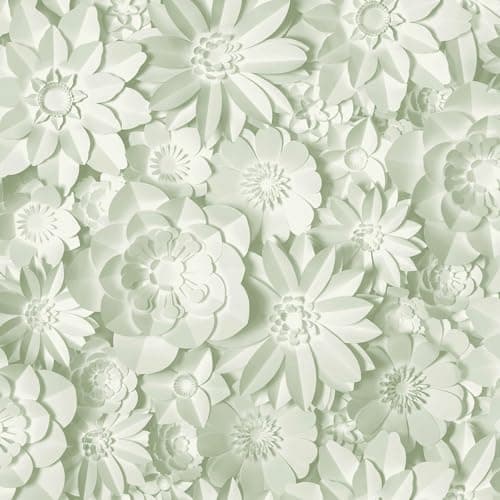 Image of World of Wallpaper Dimensions Floral 3D Effect Large Floral Themed Wallpaper for Bedrooms, Living Rooms, Nurseries Wallcovering in Light Sage Green WOW43755