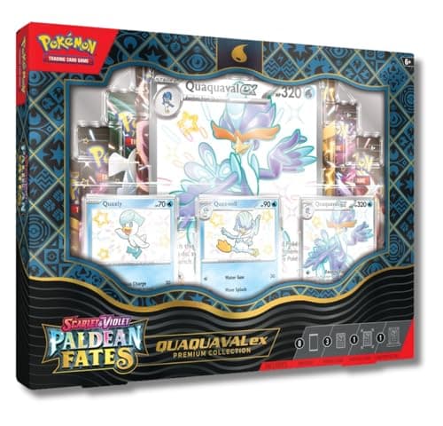 Image of POKEMON TCG: SCARLET and VIOLET: PALDEAN FATES: POKEMON EX PREMIUM COLLECTION - Shiny Quaxly