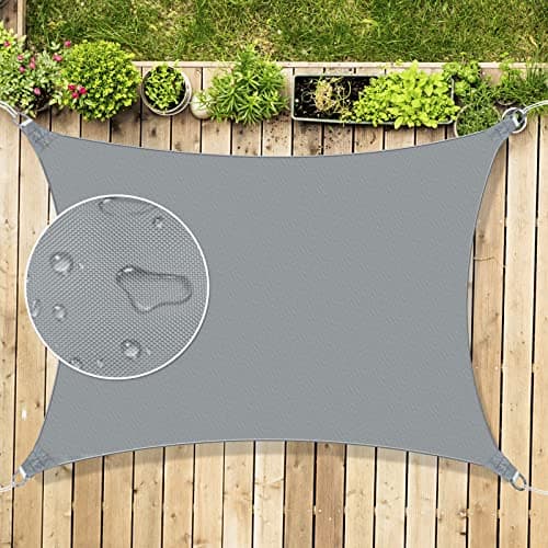 Image of Mokani Sun Shade Sail, 3x3m Rectangle Sunscreen Awning Canopy, Waterproof Shade Sail, 95% UV Block with Free Rope, for Outdoors, Garden, Patio, Yard, Party(Grey)