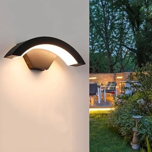 Image of Comely Outdoor Wall Lights LED 24W, IP65 Waterproof LED Outside Lights, Modern Black Aluminium Wall Lamp for Front Door, Porch, Garden, Garage, 3000K Warm