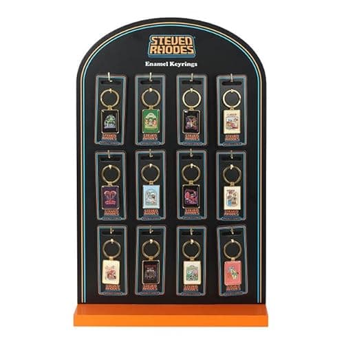 Image of Something Different Wholesale 48x Steven Rhodes Enamel Keyrings | Funny Gift Display | Retro Dark Humour