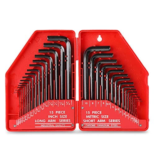 Image of Hi-Spec 30pc Imperial & Metric Hex Allen Key Wrench Folding Set with Small & Large Sizes, Includes Mini 0.035" up to Long 10mm