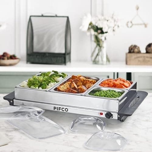 Image of 4 Section Buffet Server, Stainless Steel Trays, 7.2 Litres, 300W (1)