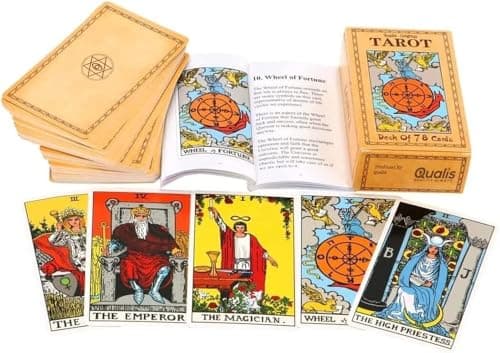 Image of Qualis 78 PCS Original Tarot Cards And Book For Beginners Set | Deck with 100 Page Guide Book | Tarot Card Set By Pamela Colman - Smith-Waite Rider Deck For Beginners