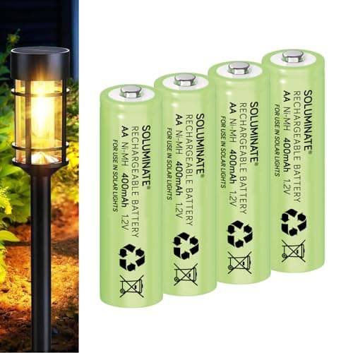 Image of Soluminate AA Solar Light Batteries (400mAh) Size AA 1.2V Rechargeable NiMH for garden solar lights (4-Pack)