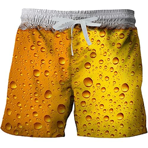 Image of Slip De Bain Homme Short Trousers, Summer Trousers, Surfing Trousers, Denver Beer Strap, Men's Board Trousers for Men, yellow, L