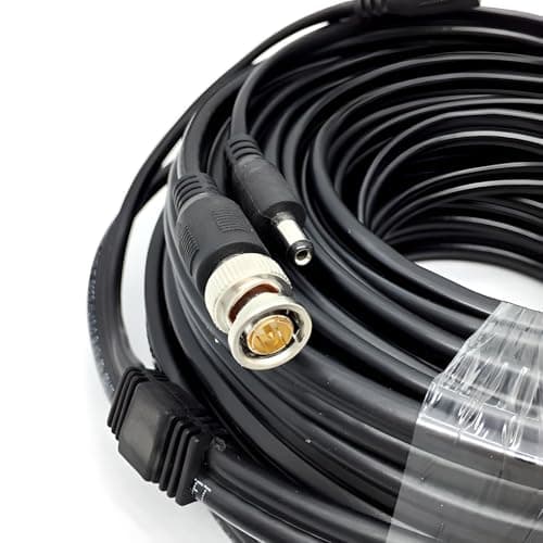Image of UKVISION 20m Professional Copper RG59 BNC Video and DC Power Shielded CCTV Cable- Shotgun Cable Compatible with TVI HD CCTV Security Systems
