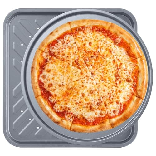 Image of STORM TRADING GROUP Pizza Tin & Crisper Tray Set Large 13 Inch (33cm) 12" Pizzas Non Stick Coating Oven Round Baking Tin for Oven (1 Set (1 x Pizza Tin & 1 Crisper Tray))