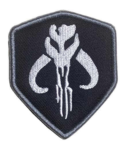 Image of Tactical Movie Skull Shield Mercenary Bounty Hunter Military Embroidered Badge Emblem Patch Hook & Loop Tactical Patch for Backpacks Caps Jersey Jeans Jacket - Black