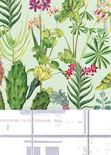 Image of Lister Cartwright Tropical Plants Design Pale Greenout Roller Blinds Windows Blind Easy Fit Child Safety Included Made to Measure(Pale Green, 120 cm Width x 140 cm Drop)