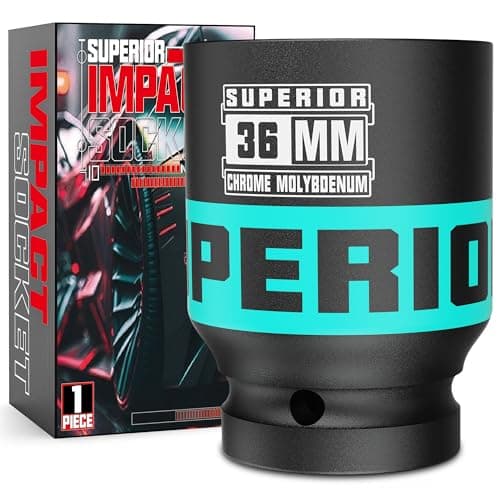 Image of KIRXST 3/4 Inch Drive Deep Impact Socket 36mm Metric Jumbo Sockets, Axle Nut Socket for Car Wheel Hub Nuts, Trucks, Large Construction Machinery and Equipment