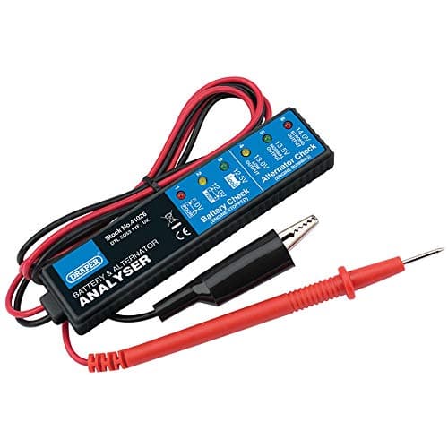 Image of Draper Tools 41026 Battery & Alternator Digital Tester for 12V DC Vehicle Systems, Blue on Black
