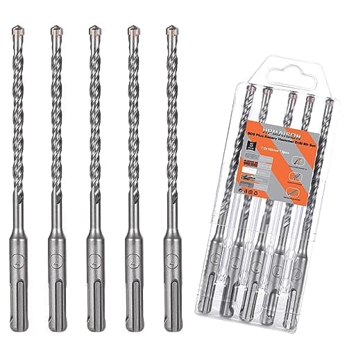Image of HPMAISON SDS Plus Rotary Hammer Drill Bit Set 7mm x 160mm, 5PCS Cross Drill Bits Hammer Impact Drill Bit 4-Cutter Carbide Tips for Drilling Stone, Concrete, Brick Wall, Cement, Masonry