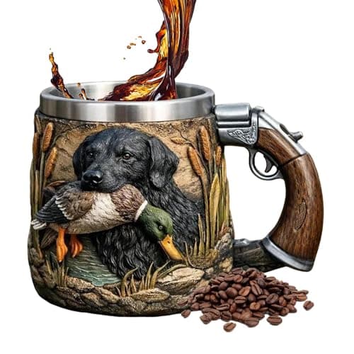 Image of Insulated Dog Mug - 350ml Stainless Steel | Coffee Mug With Realistic Dog Design | Duck Hunting, Double Walled Hot & Cold Drinks | Glue Themed Mug