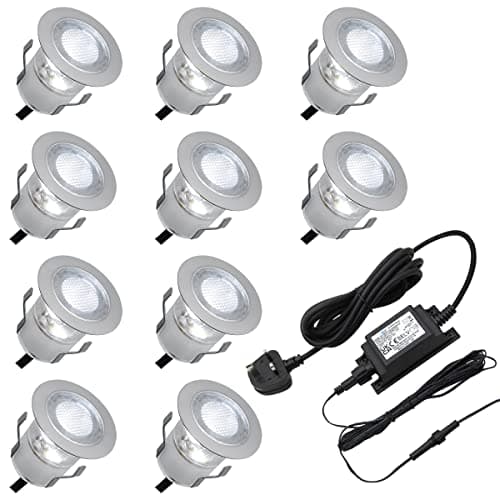 Image of Long Life Lamp Company IP68 Outdoor LED Decking Lights 30mm Round Cool White 6500k 10 Kit DEC10