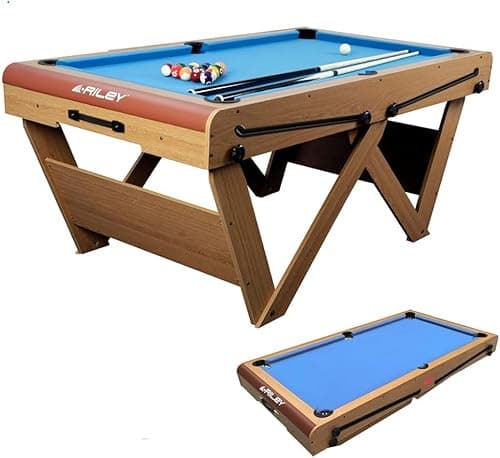 Image of Riley "W" Leg 6ft Snooker & Pool Table - No Assembly Required - Includes Set of 7/8-inch Pool Balls, Set of 3/4" Snooker balls & Cues (Snooker and Pool Table Only)
