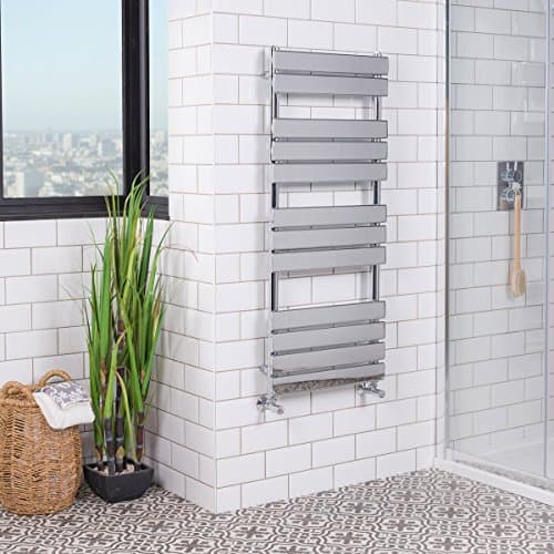 Image of Warmehaus Designer Bathroom Flat Heated Warming Towel Rail Radiator Ladder Rad - 1200 x 500 mm - Chrome