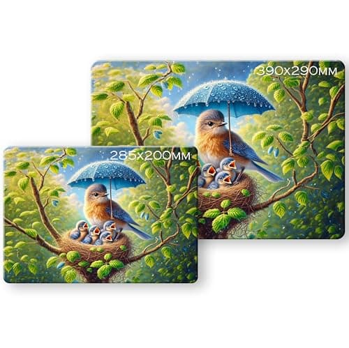 Image of Noble & Page - Tempered Glass Cutting Board - 285x200mm Gloss Chopping Board - Bluebirds