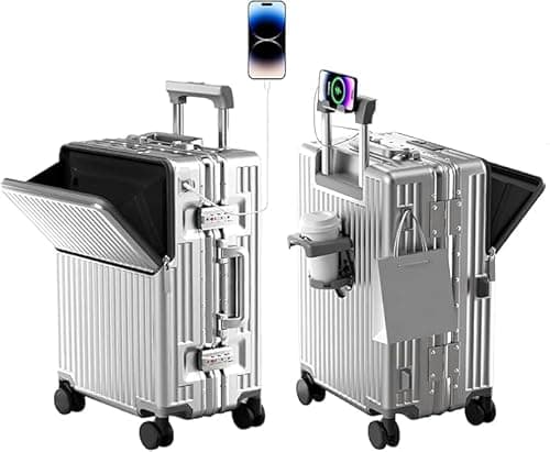 Image of AIWEINY Suitcase Carry-on Luggage Spring-Summer Travel Airline Approved with TSA Lock, 360° Wheel, PC Hard Shell and Aluminum Frame Pressure-Resistant, Suitable for 20'' 24'' 26'' (Silver, 24‘’)