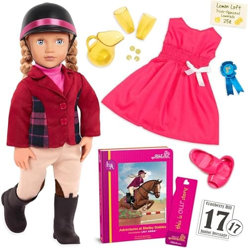 Image of Our Generation - Lily Anna - Posable 18-Inch Equestrian Doll - Blue Eyes & Blonde Hair - Horseback Riding Accessories & Storybook - Pretend Play - Toy for Kids 3 Years +