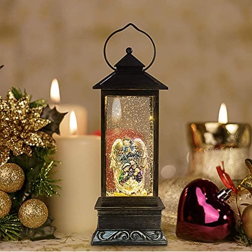 Image of 28cm Large Christmas LED Lantern Glitter Water Filled Snow Globe Xmas Home Decor Festive Nativity Decorations