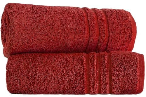 Image of LoomTrove Pack of 2 Large Jumbo Bath Sheets 500 GSM 100% Egyptian Cotton Big Bath Towels Super Absorbent Soft Hotel Quality XL Bathroom Towel Set (Red)