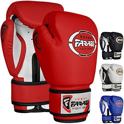 Image of Farabi Sports Kids Boxing Gloves 6, 8-oz Junior Muay Thai Gloves Youth Kickboxing Sparring Punching Bag Training Gloves (Red/White, 4-oz)