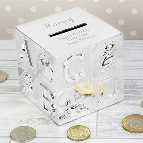 Image of Personalised Engraved Silver Plated ABC Money Box